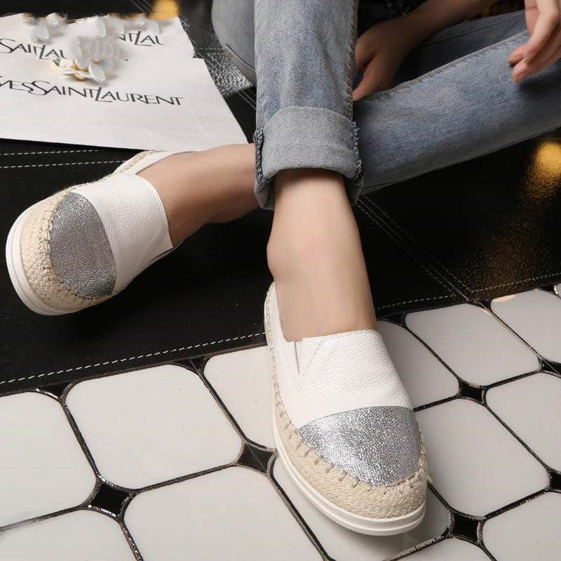 Round Toe Low-heel Color-blocking Flat Loafers, Slip-on Loafers