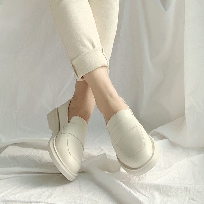 Female leather loafers