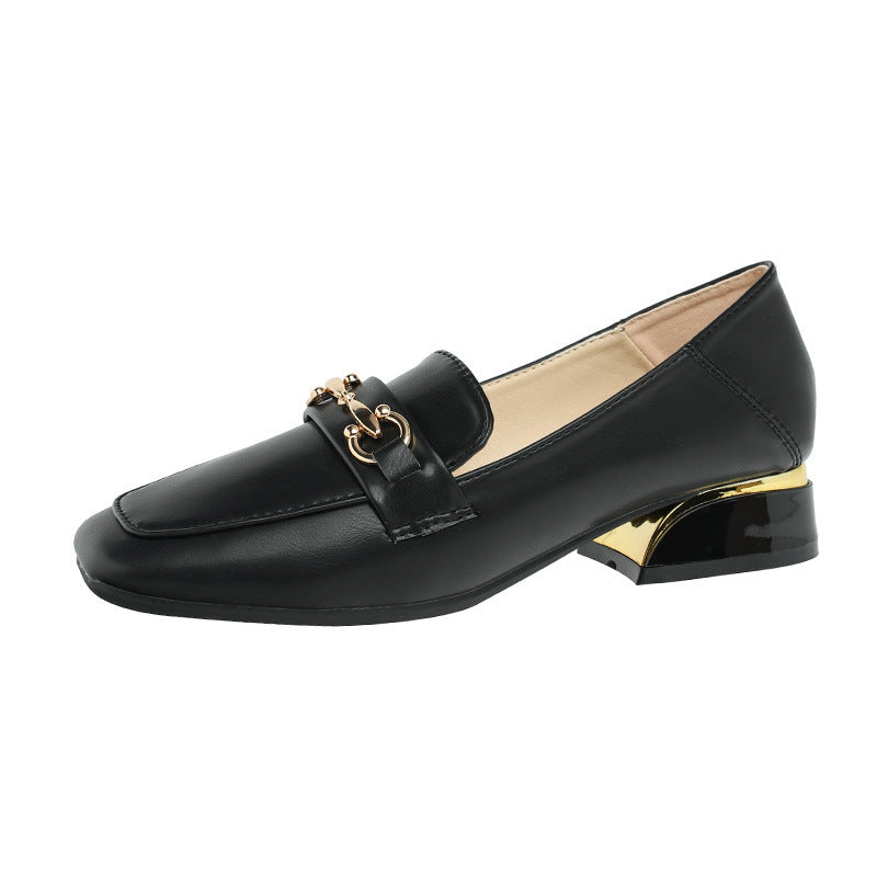 Spring And Autumn Mid-heel Women’s Shoes One-foot Loafers Women